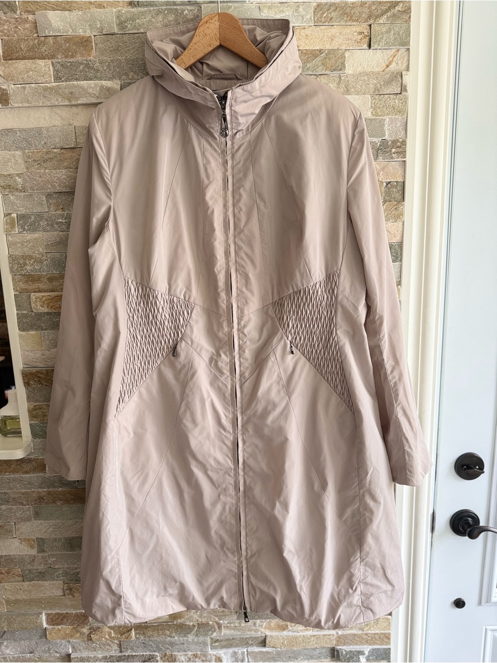 Creenstone Light taupe Hooded Women's Coat - Neutral Long Jacket